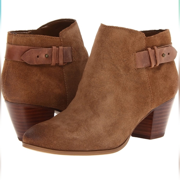 Guess Geora Brown Leather Suede Ankle Booties - Picture 1 of 12